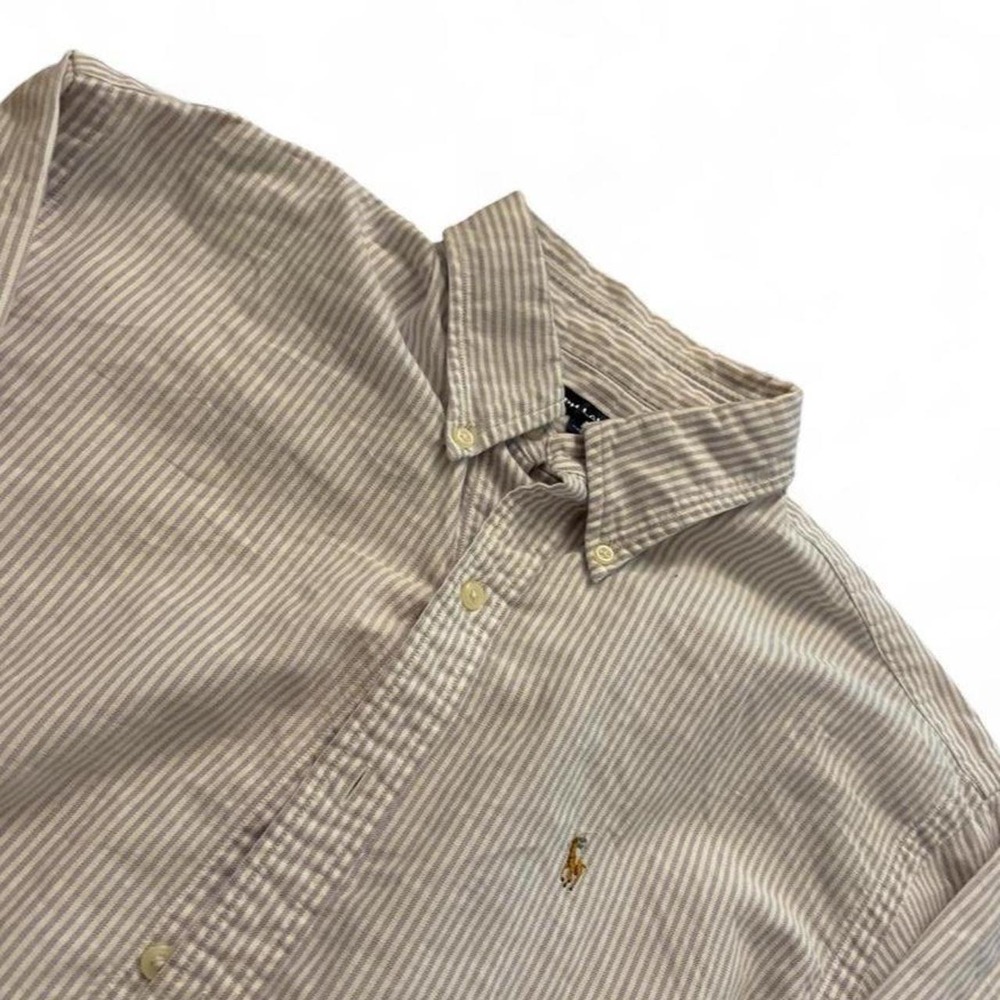 Polo Ralph Lauren Sport Mens XL Blue White Stripe Button Down Oxford Shirt